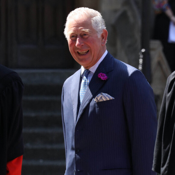 Le prince Charles arrive à l'abbaye de Westminster pour inaugurer une exposition le 8 juin 2018. 