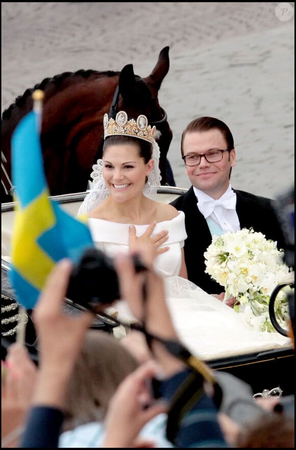 La princesse Victoria de Suède le jour de son mariage avec Daniel Westling, en 2010.