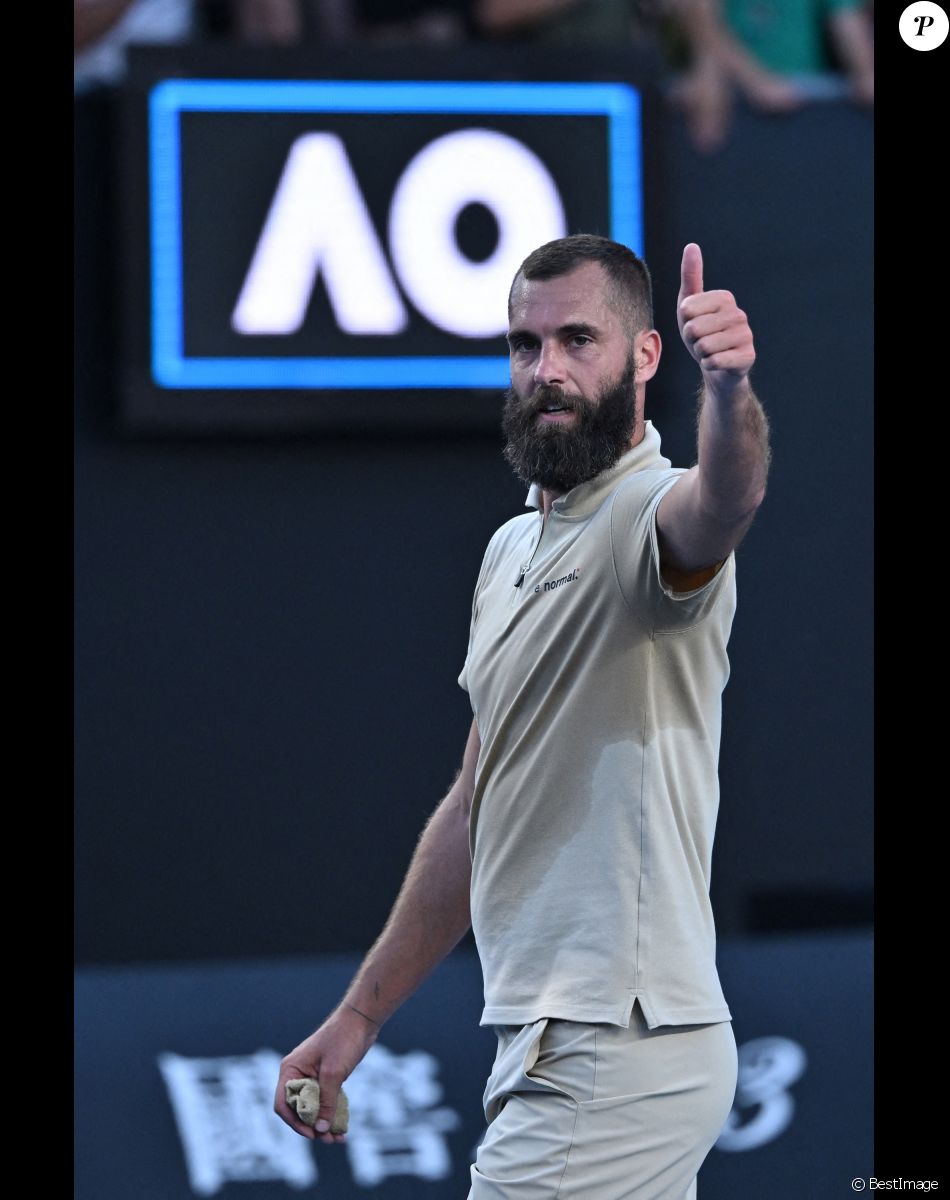 Benoît Paire face à Grigor Dimitrov lors de l'Open d'Australie. Melbourne, le 19 janvier 2022.