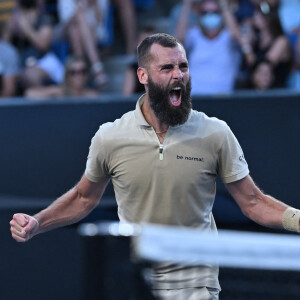 Benoît Paire face à Grigor Dimitrov lors de l'Open d'Australie. Melbourne, le 19 janvier 2022.