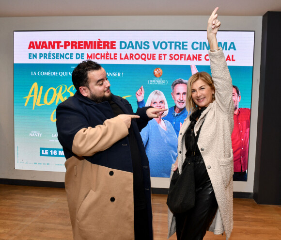 Exclusif - Michèle Laroque et le danseur Sofiane Chalal, vice-champion du monde de hip-hop, assistent à l'avant-première du film "Alors on Danse", au cinéma Pathé Gare du Sud. Nice, le 19 février 2022. © Bruno Bebert / Bestimage