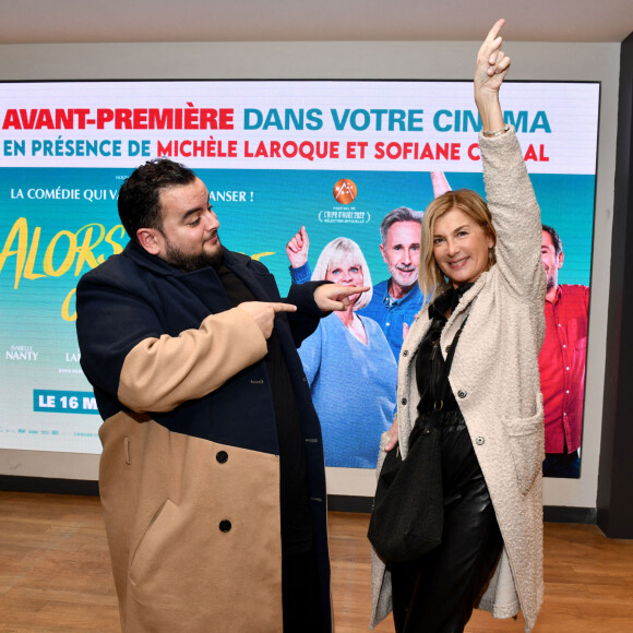Exclusif - Michèle Laroque et le danseur Sofiane Chalal, vice-champion du monde de hip-hop, assistent à l'avant-première du film "Alors on Danse", au cinéma Pathé Gare du Sud. Nice, le 19 février 2022. © Bruno Bebert / Bestimage