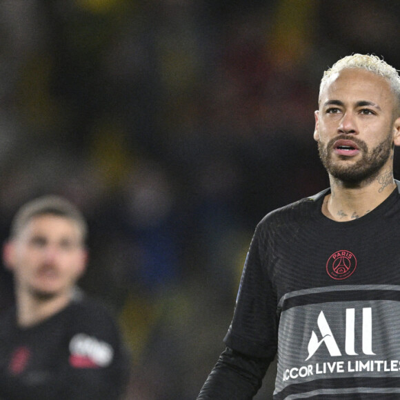 Neymar Jr (PSG) apres avoir tire le penalty lors du match de championnat de Ligue 1 Uber Eats opposant le FC Nantes au Paris Saint-Germain (PSG) au stade de la Beaujoire à Nantes, France, le 19 février 2022. Nantes a gagné 3-1. © Jean-Baptiste Autissier/Panoramic/Bestimage