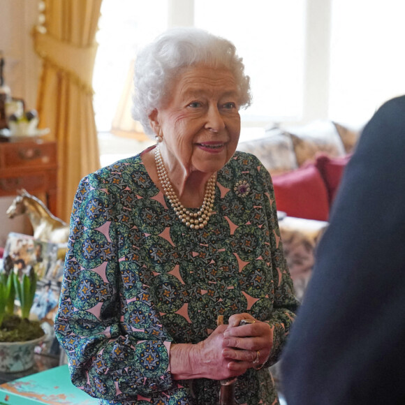 La reine Elisabeth II d'Angleterre en audience au château de Windsor. Le 16 février 2022