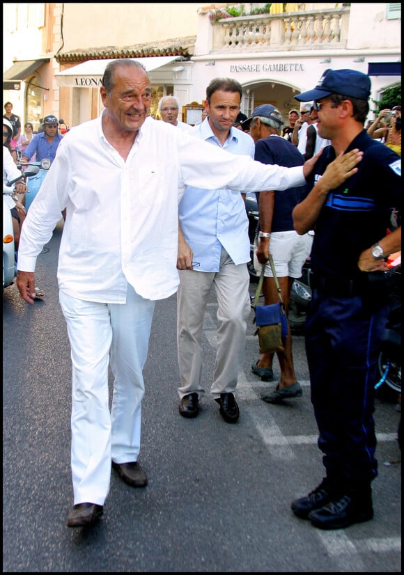 Archive - Jacques Chirac, avec Jean-Louis Debré, en vacances à Saint-Tropez en 2008