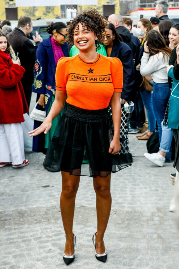 Paola Locatelli arrive au défilé Dior (collection prêt-à-porter automne-hiver 2022/2023) lors de la Fashion Week de Paris. Le 1er mars 2022. © Veeren-Clovis/Bestimage