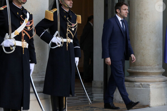 Le président français Emmanuel Macron au palais de l'Elysée, Paris, France, le 28 février 2022. © Stéphane Lemouton/Bestimage 