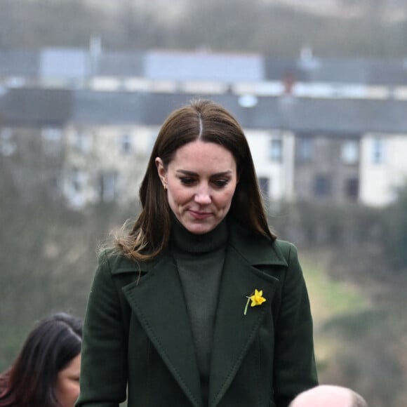 Le prince William, duc de Cambridge, et Kate Catherine Middleton, duchesse de Cambridge, en déplacement dans la ville de Blaenavon au Pays de Galles, à l'occasion du "St David's Day". Le 1er mars 2022 