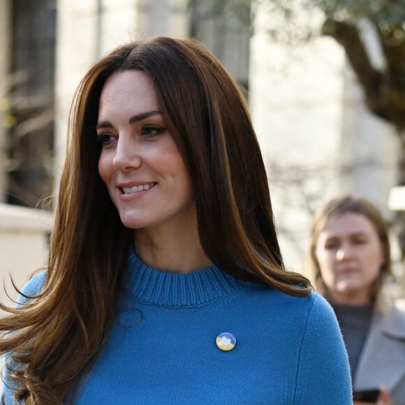 Le prince William et Kate Middleton, Duc et Duchesse de Cambridge, arrivent au centre culturel ukrainien à Londres, pour découvrir les efforts extraordinaires déployés pour soutenir les Ukrainiens au Royaume-Uni et dans toute l'Europe. Le 9 mars 2022.