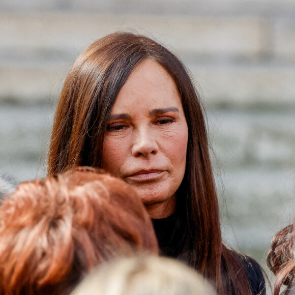 Nathalie Marquay - Obsèques de Jean-Pierre Pernaut en la Basilique Sainte-Clotilde à Paris le 9 mars 2022. © Cyril Moreau / Bestimage