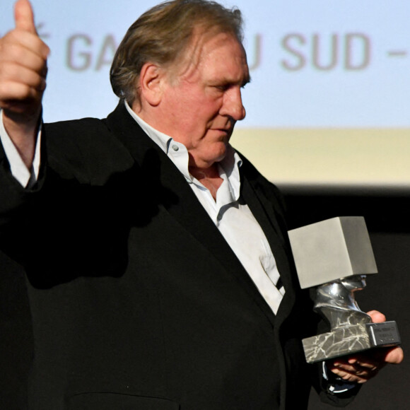Gérard Depardieu lors de la soirée de clôture de la 3e édition du Festival Cinéroman à Nice, le 24 octobre 2021. © Bruno Bebert / Bestimage