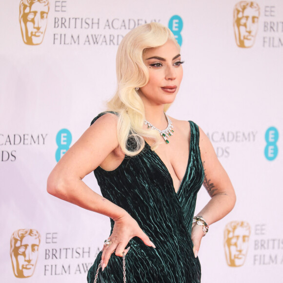 Lady Gaga assiste à la cérémonie des BAFTA 2022 (British Academy Film Awards) au Royal Albert Hall à Londres, le 13 mars 2022.