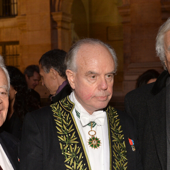 Jean-Gabriel Mitterrand, Olivier Mitterrand et Frédéric Mitterrand lors de la cérémonie d'installation de Frédéric Mitterrand à l'académie des Beaux-Arts à Paris