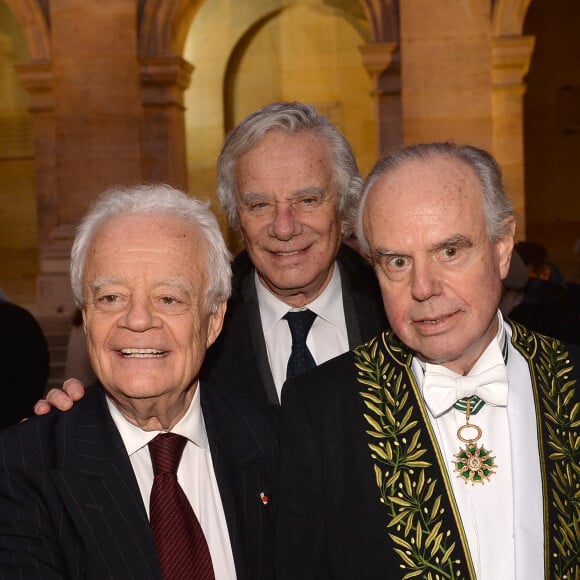 Jean-Gabriel Mitterrand, Olivier Mitterrand et Frédéric Mitterrand lors de la cérémonie d'installation de Frédéric Mitterrand à l'académie des Beaux-Arts à Paris, France, le 6 février 2020