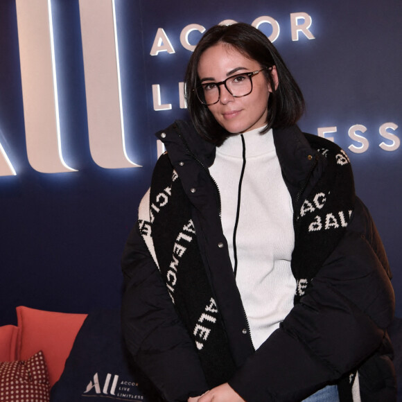 Exclusif - Agathe Auproux - People dans les loges lors du huitième de finale aller de la Ligue des champions entre le PSG et le Real Madrid au Parc des Princes à Paris le 15 février 2022. © Rachid Bellak/Bestimage 