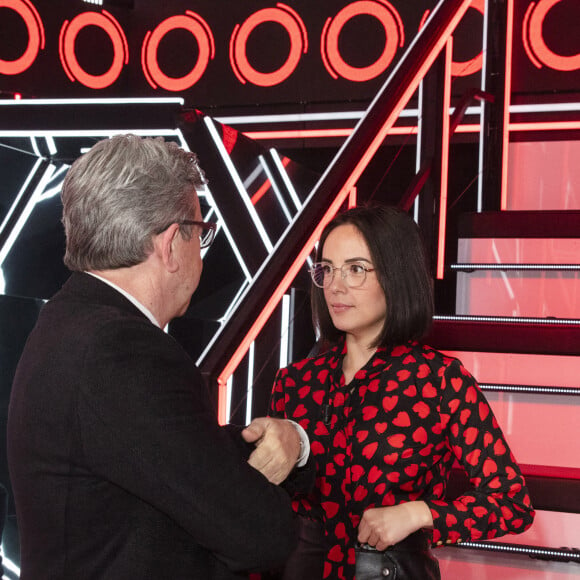 Exclusif - Jean-Luc Melenchon, Agathe Auproux - Jean-Luc Mélenchon est l'invité de Cyril Hanouna sur l'émission "Balance ton Post", diffusée en direct le 11 février 2021. © Jack Tribeca / Bestimage 