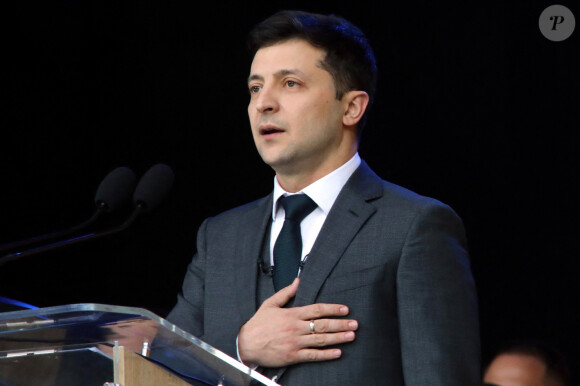 Volodymyr Zelensky - Débat entre les deux candidats à l'élection présidentielle en Ukraine, P. Porochenko et V. Zelensky au stade Olympiyskiy National Sports Complex à Kiev le 19 Avril 2019.
