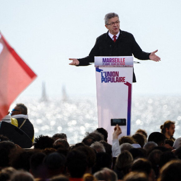 Meeting de Jean-Luc Mélenchon, candidat La France Insoumise à l'élection présidentielle 2022, à Marseille le 27 mars 2022