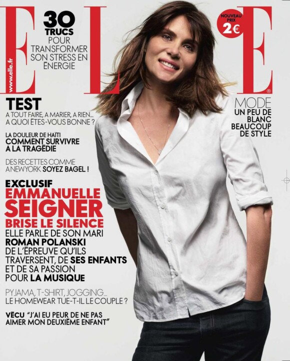 Emmanuelle Seigner en couverture de Elle, en kiosque le 22 janvier 2010
