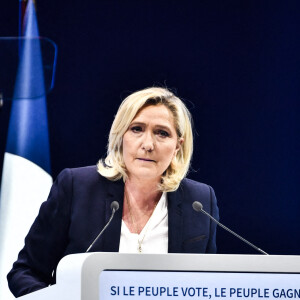 Marine Le Pen - Meeting de Marine Le Pen, candidate RN à l'élection présidentielle, à Perpignan le 7 avril 2022