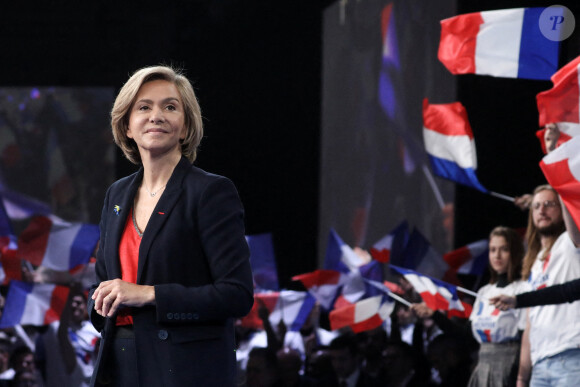 Meeting de Valérie Pécresse, présidente de la région Île-de-France et candidate des Républicains (LR) pour la présidentielle 2022, Porte de Versailles, à Paris, France, le 3 avril 2022.