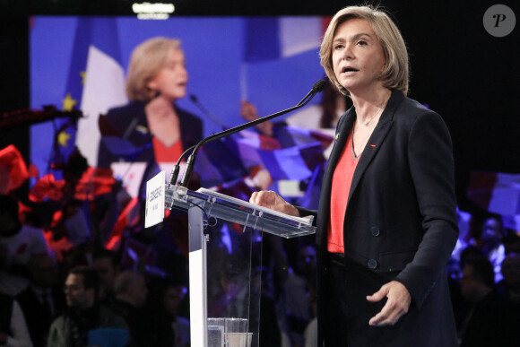 Meeting de Valérie Pécresse, présidente de la région Île-de-France et candidate des Républicains (LR) pour la présidentielle 2022, Porte de Versailles, à Paris, France, le 3 avril 2022.
