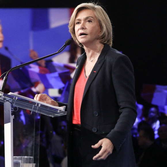 Meeting de Valérie Pécresse, présidente de la région Île-de-France et candidate des Républicains (LR) pour la présidentielle 2022, Porte de Versailles, à Paris, France, le 3 avril 2022.