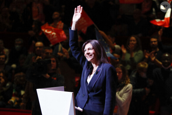 Meeting de Anne Hidalgo, candidate du parti socialiste à l'élection présidentielle, au Cirque d'Hiver à Paris le 3 avril 2022