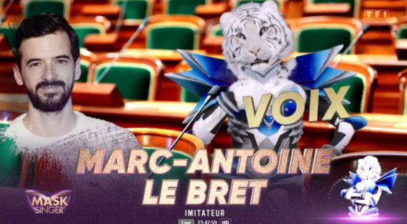 La Tigresse éliminée et démasquée dans la saison 3 de "Mask Singer". Il s'agissait de Marc-Antoine Le Bret.