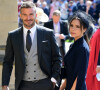 David Beckham et sa femme Victoria - Les invités arrivent à la chapelle St. George pour le mariage du prince Harry et de Meghan Markle au château de Windsor, Royaume Uni.