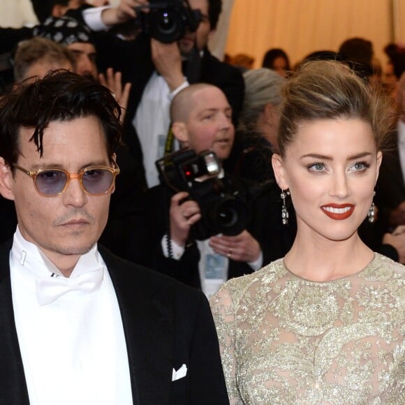 Johnny Depp et son ex-fiancée Amber Heard - Soirée du Met Ball / Costume Institute Gala 2014: "Charles James: Beyond Fashion" à New York, le 5 mai 2014.