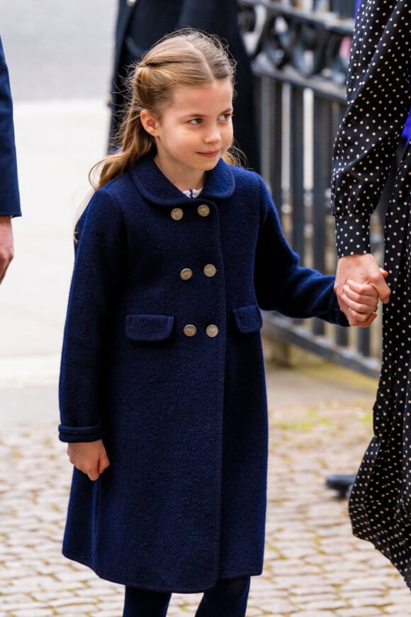 La princesse Charlotte de Cambridge lors du service d'action de grâce en hommage au prince Philip, duc d'Edimbourg, à l'abbaye de Westminster à Londres, Royaume Uni, le 29 mars 2022. Le prince Philip, duc d'Edimbourg, est décédé le 9 avril 2021. 