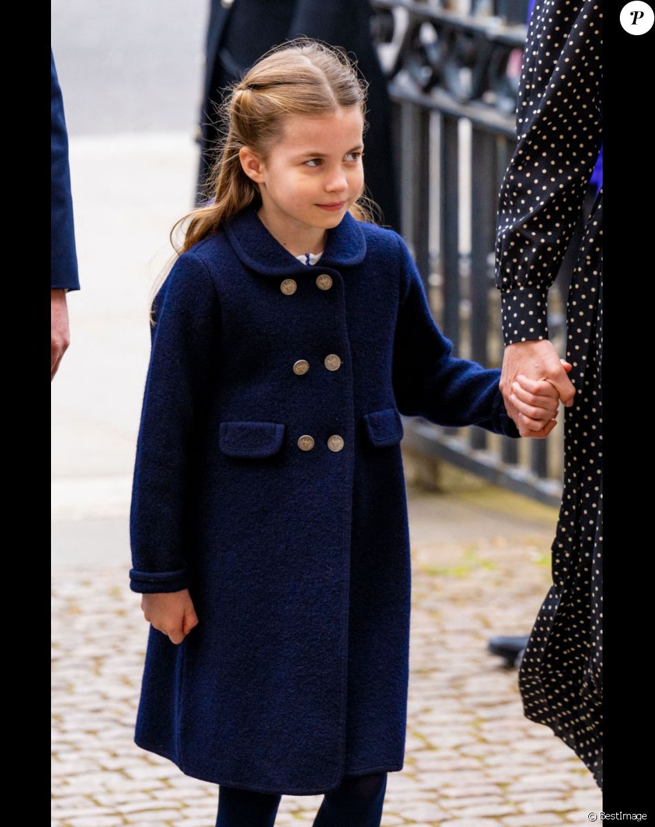 La princesse Charlotte de Cambridge lors du service d'action de grâce en hommage au prince Philip, duc d'Edimbourg, à l'abbaye de Westminster à Londres, Royaume Uni, le 29 mars 2022. Le prince Philip, duc d'Edimbourg, est décédé le 9 avril 2021.