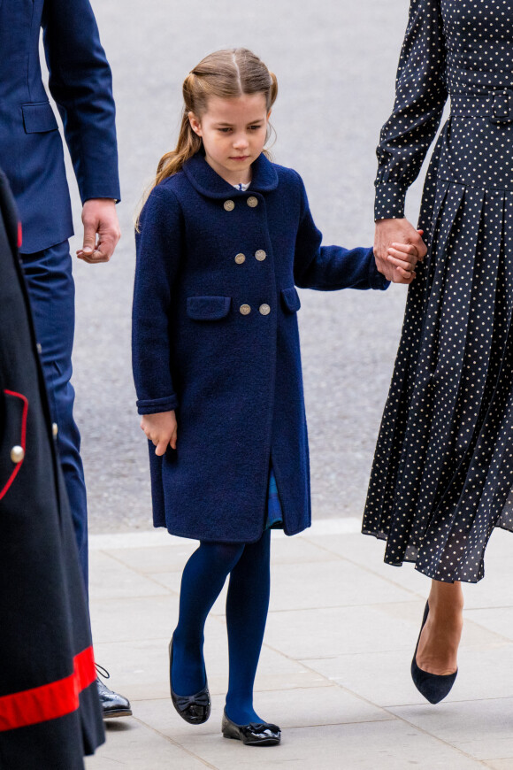 La princesse Charlotte de Cambridge lors du service d'action de grâce en hommage au prince Philip, duc d'Edimbourg, à l'abbaye de Westminster à Londres, Royaume Uni, le 29 mars 2022. Le prince Philip, duc d'Edimbourg, est décédé le 9 avril 2021. 