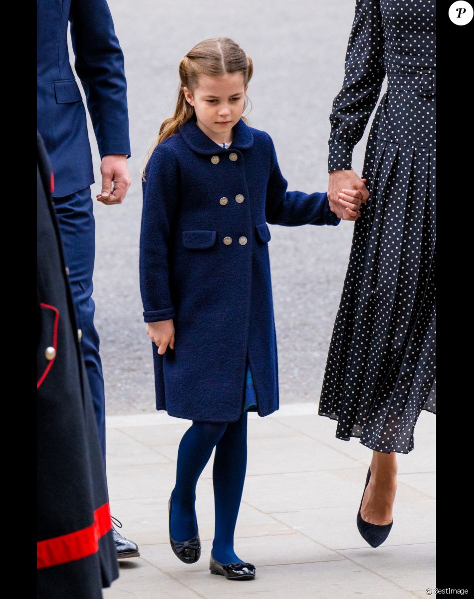 La princesse Charlotte de Cambridge lors du service d'action de grâce en hommage au prince Philip, duc d'Edimbourg, à l'abbaye de Westminster à Londres, Royaume Uni, le 29 mars 2022. Le prince Philip, duc d'Edimbourg, est décédé le 9 avril 2021.