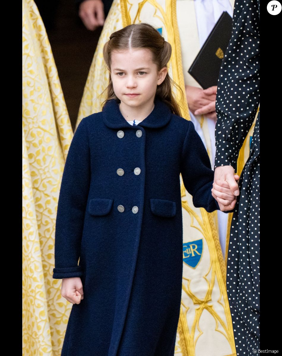 La princesse Charlotte de Cambridge lors du service d'action de grâce en hommage au prince Philip, duc d'Edimbourg, à l'abbaye de Westminster à Londres, Royaume Uni, le 29 mars 2022. Le prince Philip, duc d'Edimbourg, est décédé le 9 avril 2021.