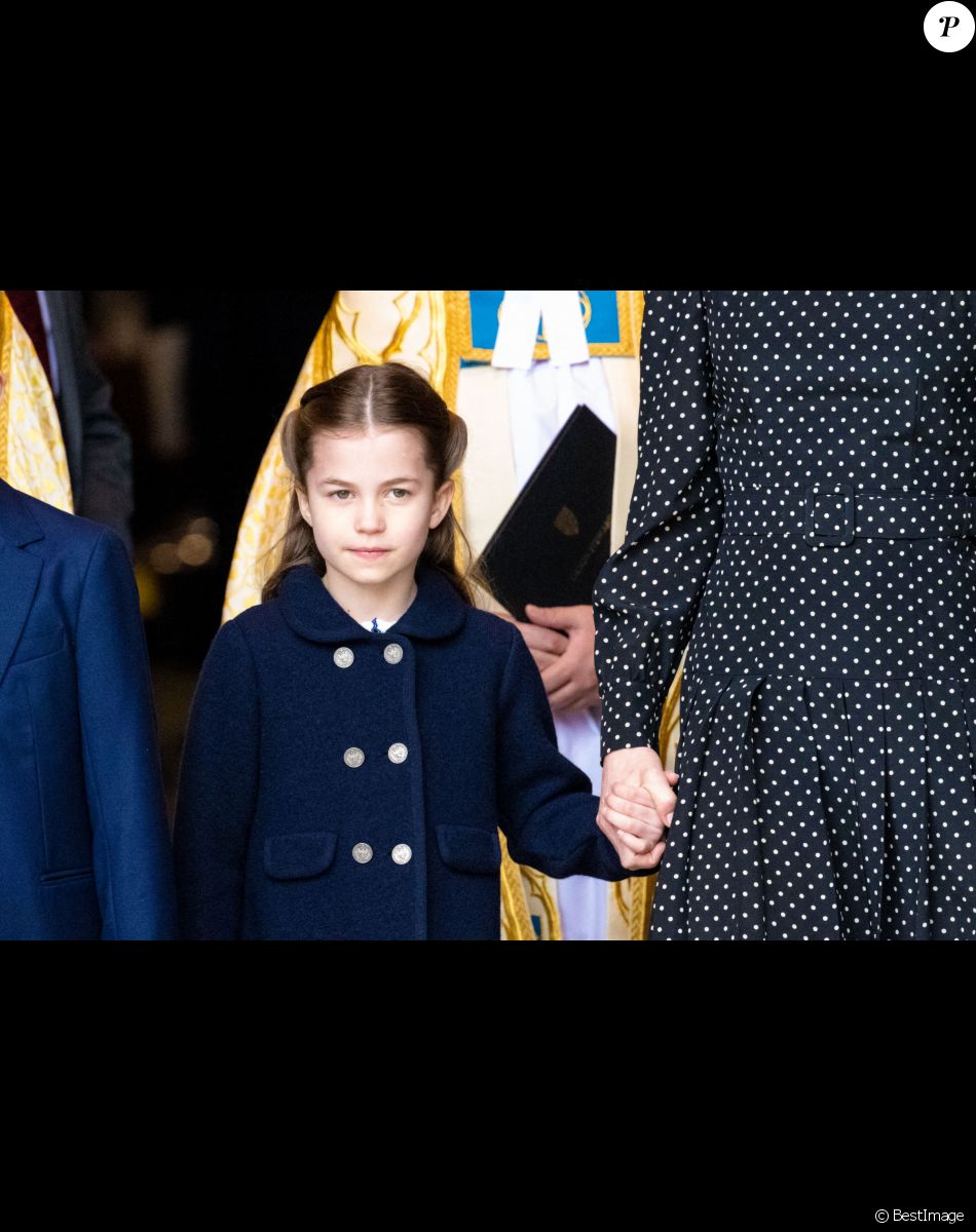 La princesse Charlotte de Cambridge lors du service d'action de grâce en hommage au prince Philip, duc d'Edimbourg, à l'abbaye de Westminster à Londres, Royaume Uni, le 29 mars 2022. Le prince Philip, duc d'Edimbourg, est décédé le 9 avril 2021.