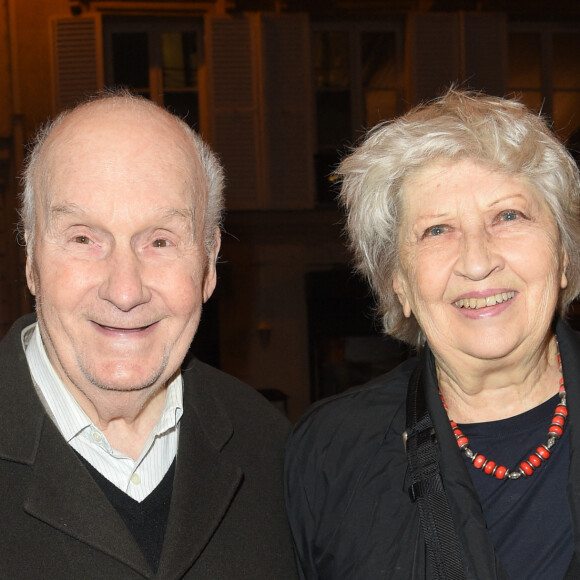 Semi-exclusif - Michel Bouquet et sa femme Juliette Carré - L'académicien, dramaturge, poète et romancier, René de Obaldia, fête ses 100 ans au théâtre de la Bryère à Paris, France, le 29 octobre 2018. © Coadic Guirec/Bestimage