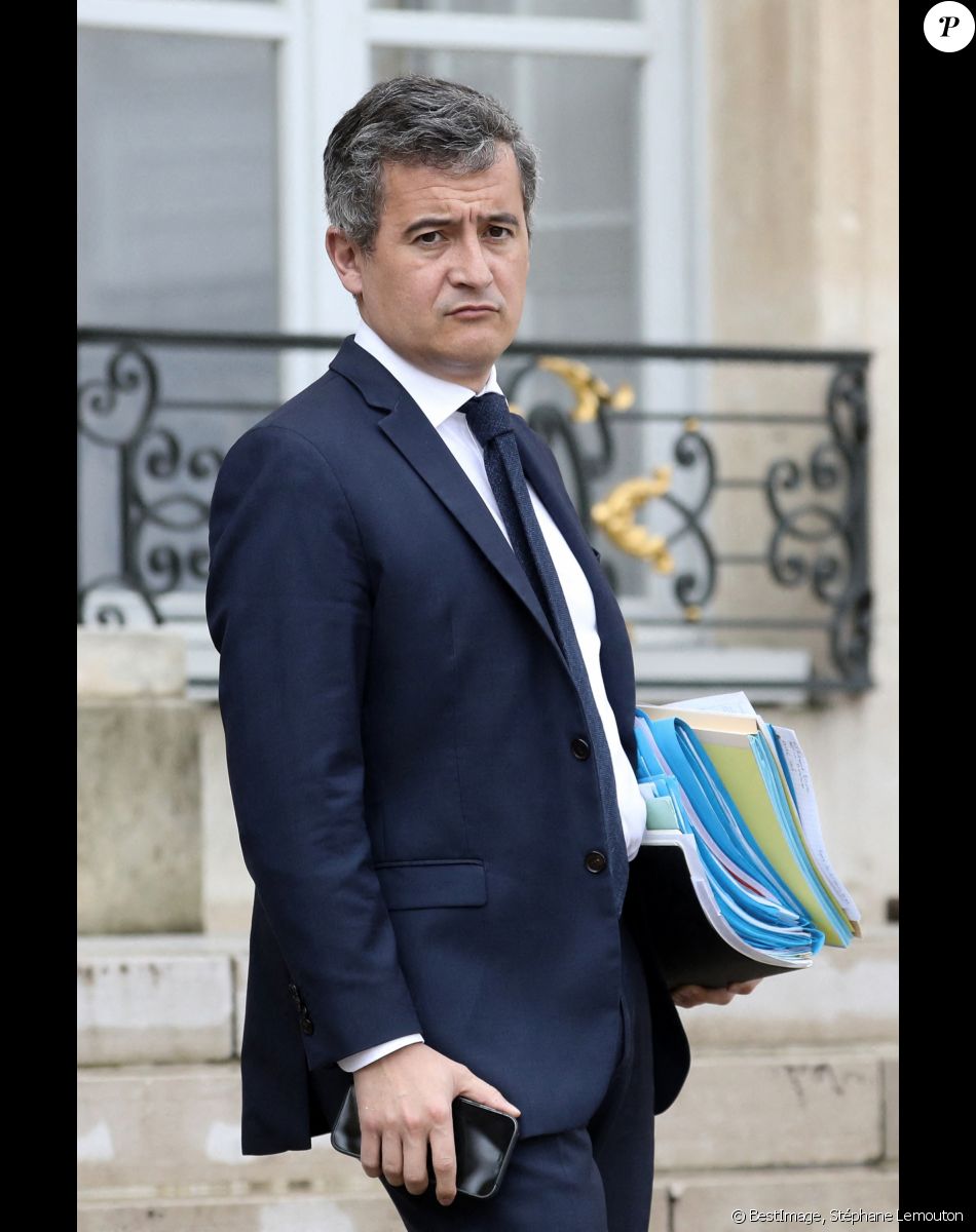 Gérald Darmanin, ministre de l'Intérieur à la sortie du conseil des ministres, au palais de l'Elysée, à Paris, France, le 30 mars 2022