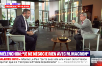 Extrait de l'émission de Bruce Toussaint sur BFMTV durant laquelle il a reçu le patron de La France Insoumise Jean-Luc Mélenchon. Ce dernier a proposé une stratégie pour continuer à mener le combat de ses idées après sa troisième place aux présidentielles : devenir Premier ministre.