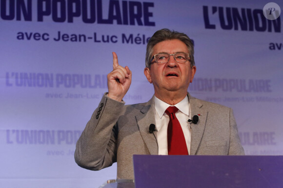 Jean-Luc Mélenchon au soir du premier tour des élections présidentielles 2022 à Paris le 10 avril 2022