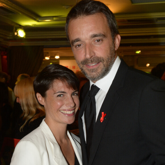 Alessandra Sublet et son mari Clément Miserez - Dîner de la mode pour le Sidaction au pavillon d'Armenonville à Paris. Le 23 janvier 2014