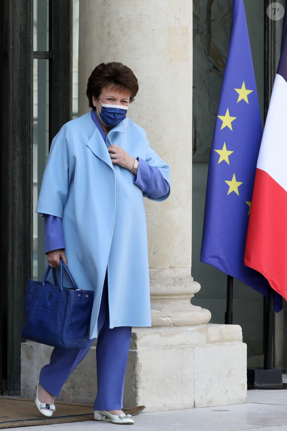 Roselyne Bachelot, ministre de la Culture à la sortie du conseil des ministres, au palais de l'Elysée, Paris, le 20 avril 2022.