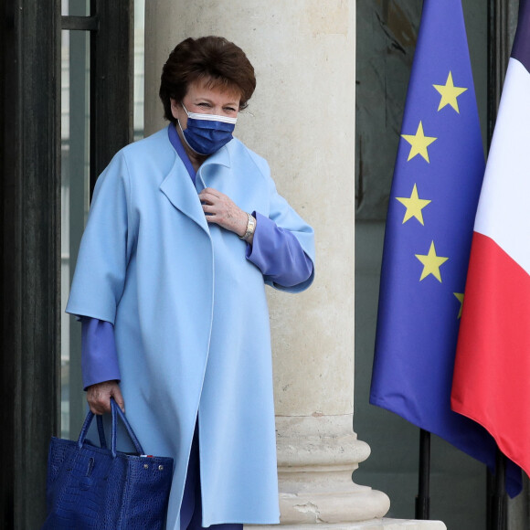 Roselyne Bachelot, ministre de la Culture à la sortie du conseil des ministres, au palais de l'Elysée, Paris, le 20 avril 2022.