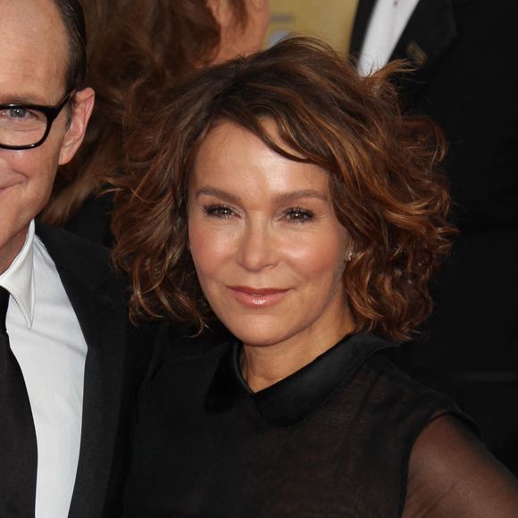 Clark Gregg et sa femme Jennifer Grey - 20eme ceremonie des "Screen Actors Guild Awards" au Shrine Exposition Center a Los Angeles. Le 18 janvier 2014 