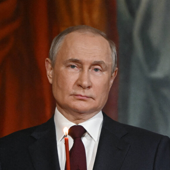 Vladimir Poutine lors de la fête de Pâques à Moscou le 23 avril 2022