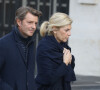 François Baroin et sa compagne Michèle Laroque - Arrivées en l'église Saint-Sulpice pour les obsèques de l’ancien président de la République Jacques Chirac à Paris. Un service solennel sera présidé par le président de la République. Le 30 septembre 2019 © Dominique Jacovides / Bestimage  Arrival in the church of Saint-Sulpice for the funeral of the former french President of the Republic Jacques Chirac in Paris. A solemn service will be presided over by the President of the Republic. On September 30th 2019 