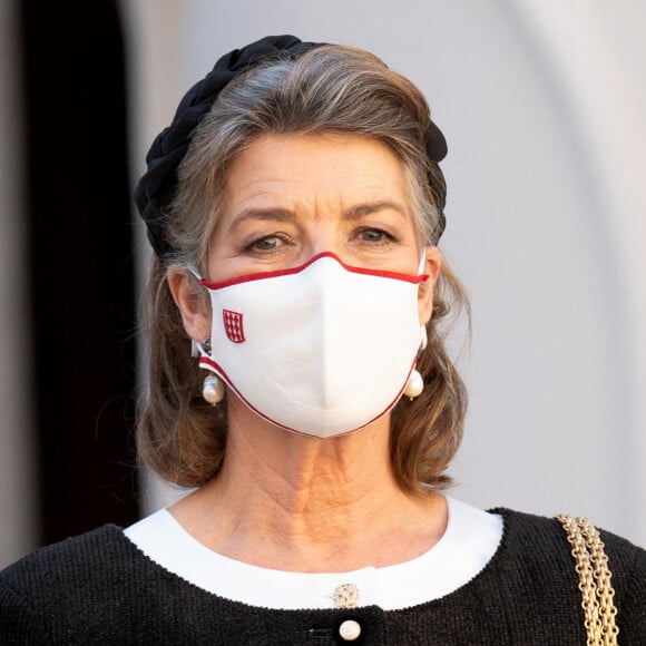 La princesse Caroline de Hanovre - La famille princière assiste à une cérémonie de remise de médaille dans la cours du Palais de Monaco lors de la Fête Nationale 2020 de la principauté de Monaco le 19 novembre 2020. © David Nivière / Pool / Bestimage