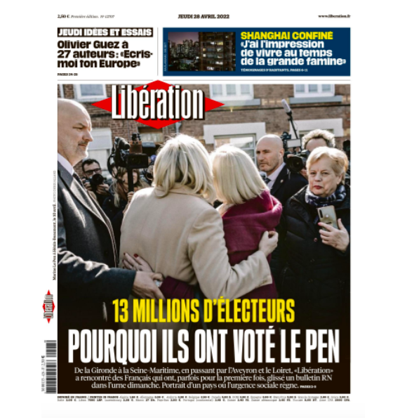 Couverture de Libération du jeudi 28 avril 2022