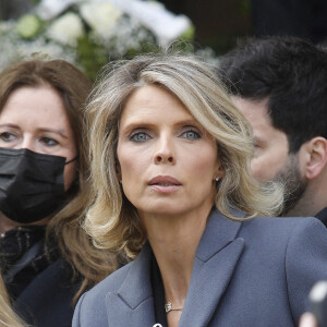 Sylvie Tellier - Sorties des obsèques de Jean-Pierre Pernaut en la Basilique Sainte-Clotilde à Paris le 9 mars 2022. ©Denis Guignebourg/BestImage